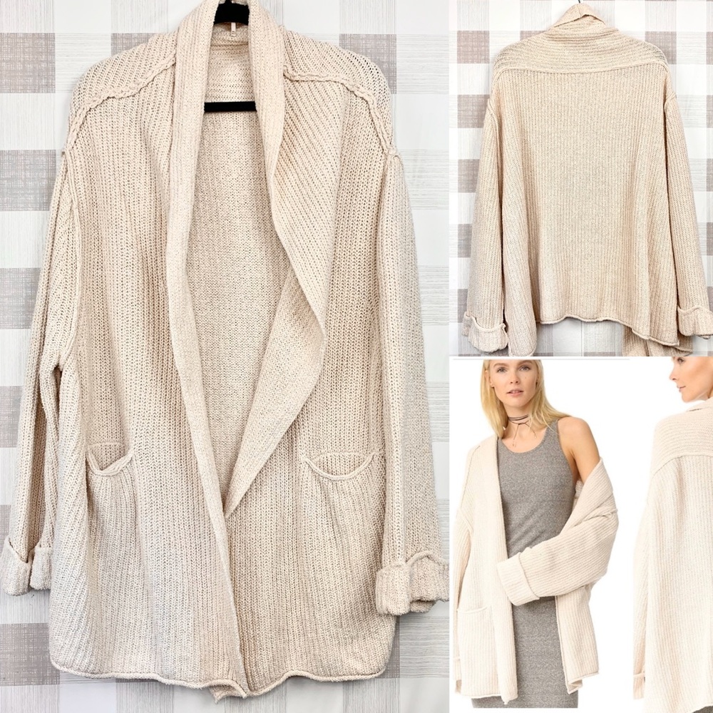 Free People Low Tide Open Cardigan Ivory Sz M/L